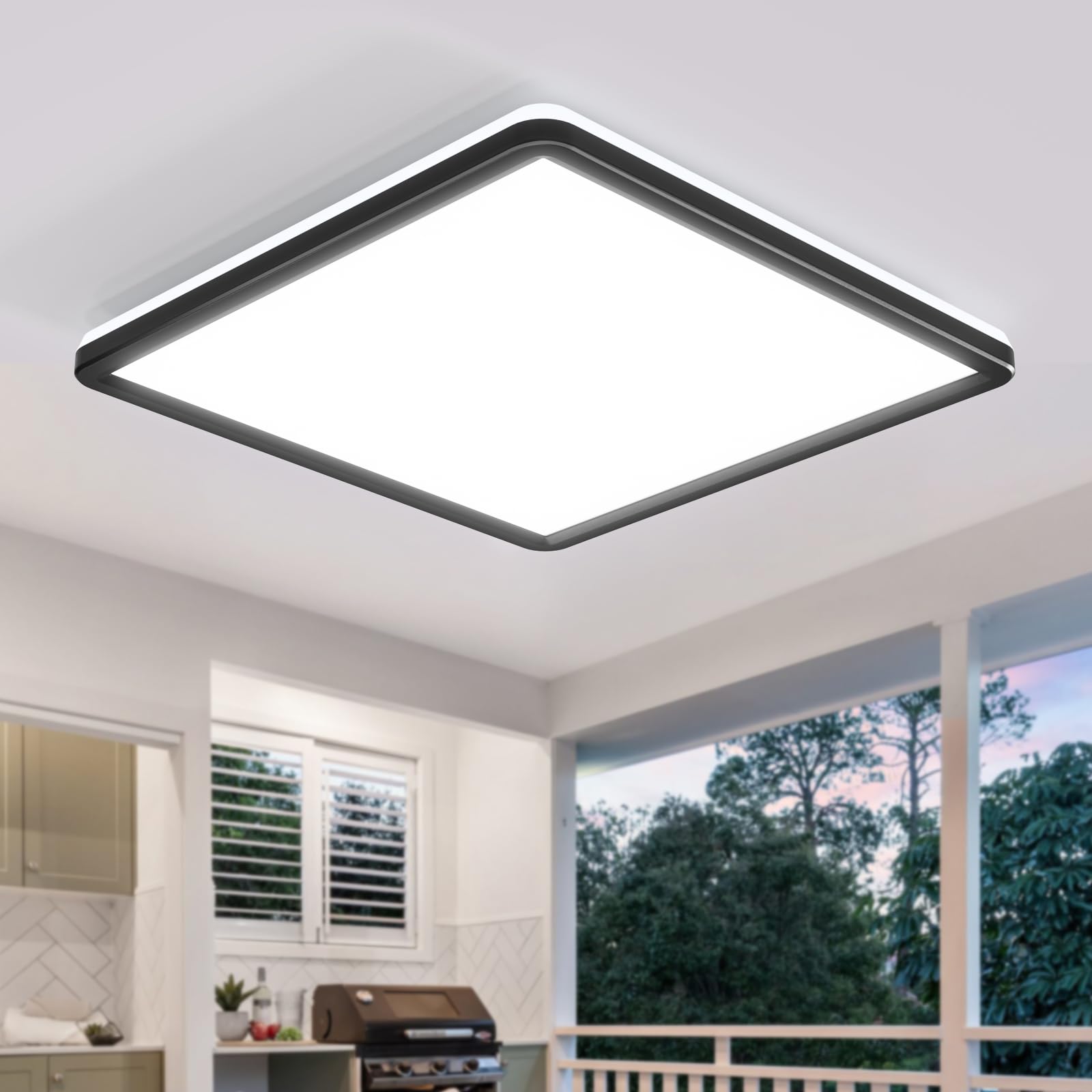 29CM Square LED Ceiling Light 6500K Waterproof 29CM Black Frame