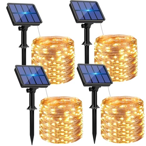 4 Pack Solar String Lights Outdoor 132FT 320LED