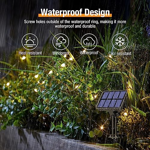 4 Pack Solar String Lights Outdoor - Total 132FT 320LED Solar Fairy Lights Outside Waterproof 8 Modes, Copper Wire Solar Powered Twinkle Light for Garden Tree Christmas Wedding Party,Warm White #5
