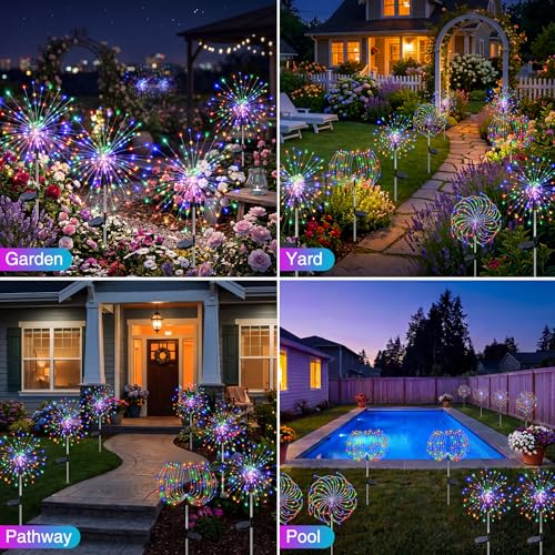 2 Pack Solar Garden Lights Outdoor 8 Modes, 120 LED Firework Lights Solar Powered, Waterproof Twinkle Fairy Light Outside for Yard Pathway Lawn Pool Patio Christmas Decorative, Multicolor #5