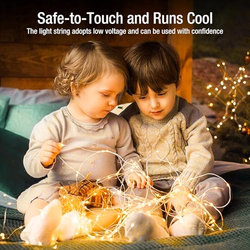 Safe-to-touch LED bulbs on flexible wire, cool to the touch even after extended use