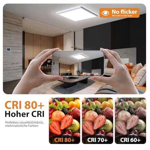 High CRI color rendering demonstrated on 12-inch RGB square ceiling light