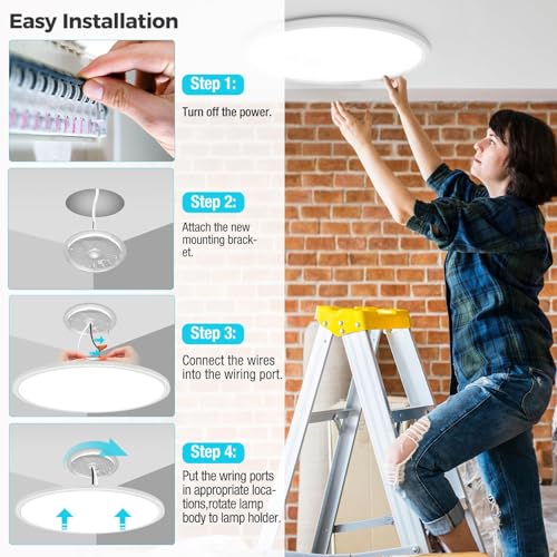 easy installation with rotating mounting plate and security cable for LED ceiling light