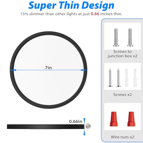 size comparison of 7 inch LED ceiling light with a ruler showing its 7-inch diameter