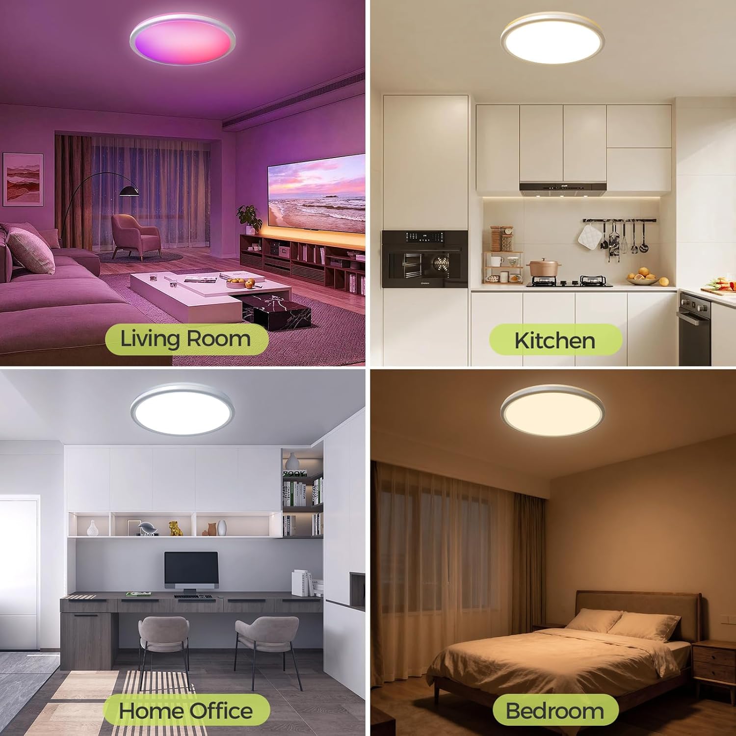 Fastlighting multi-room LED ceiling light for living room, kitchen and office