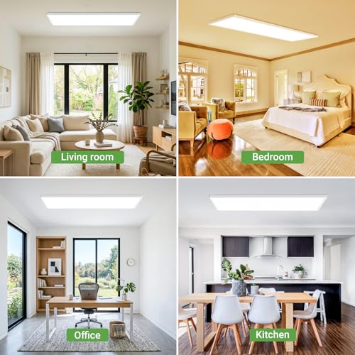 LED Flat Panel Light with Remote 31.4x9.8 Inch, 36W 3800LM 3000K-6000K Color Temperature, Dimmable Flush Mount Ceiling Light Fixture for Kitchen Bedroom Garage #5