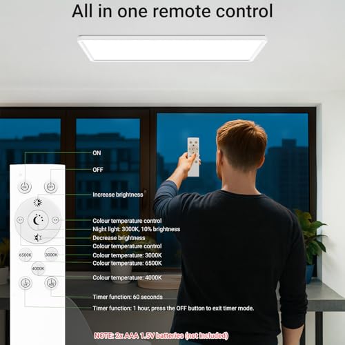 LED Flat Panel Light with Remote 22.8x7.8 Inch, 32W 3500LM 3000K-6500K Color Temperature, Dimmable Flush Mount Ceiling Light Fixture for Kitchen Bedroom Garage #5
