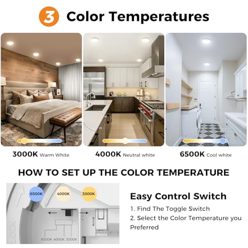 12CM Mini Bathroom Light, 3000K/4000K/6500K 3 Color Temperature, Waterproof IP44, Small, Round, Modern, 8W 800LM Flush Ceiling Light for Bathroom, Kitchen, Bedroom, Hallway-White #2
