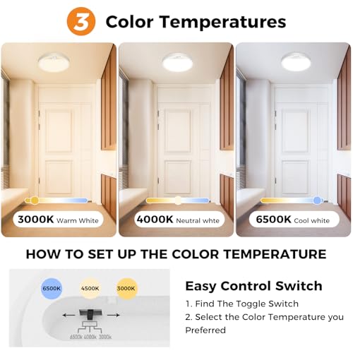 showing 3 color temperature options: 3000K warm, 4000K natural, 6500K daylight