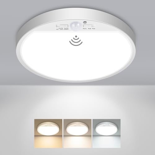 7inch White Motion Sensor Ceiling Light 3 Color Temperature Hardwired