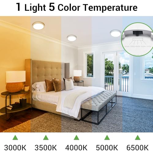 5 CCT selectable color temperatures from 3000K to 6500K on the ceiling light