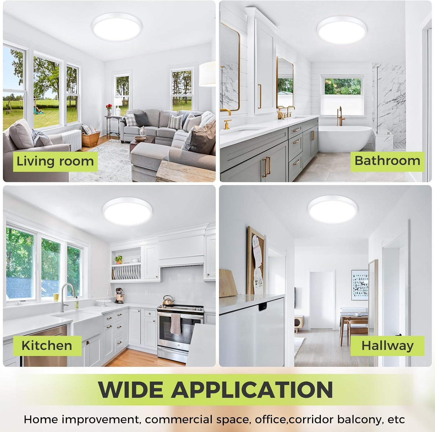 wide application of LED ceiling light in multiple rooms including hallway and balcony