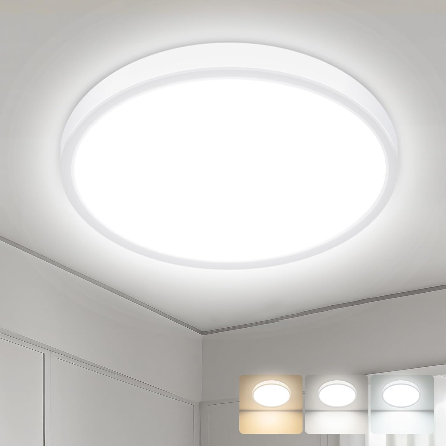29cm 3 Color Temperature , Round LED IP54 flush amount Light