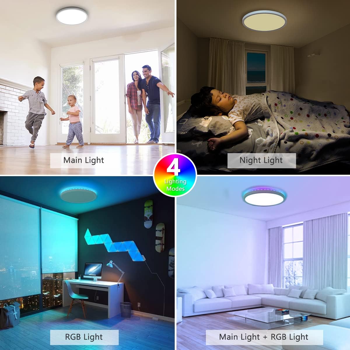 Fastlighting 4-mode RGB LED ceiling light for multi-scene use