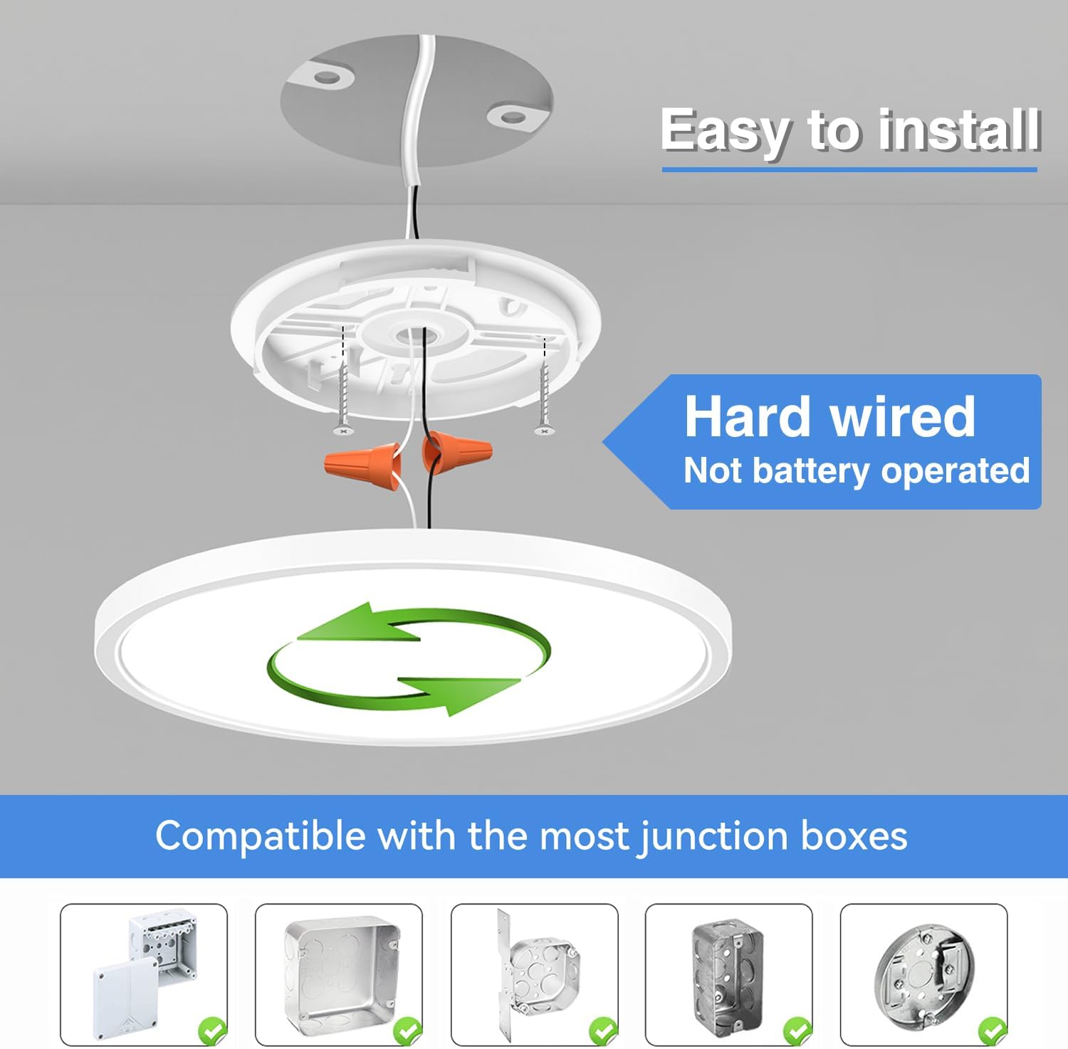 installation steps for 29cm LED ceiling light, easy mount