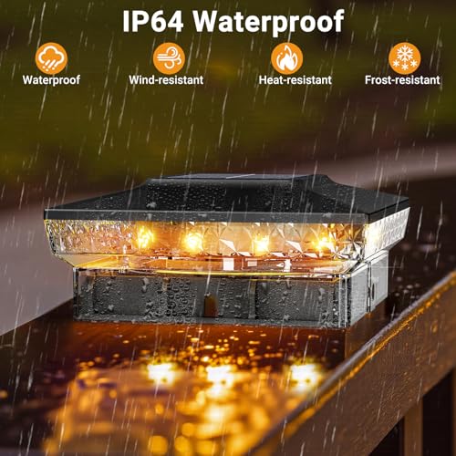 Solar post light with IP64 waterproof construction for outdoor use