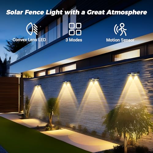 solar-powered wall lights mounted on a fence for outdoor use