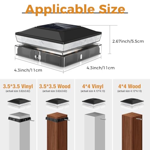 Solar post light fitting both 4x4 and 3.5x3.5 posts with adapter base