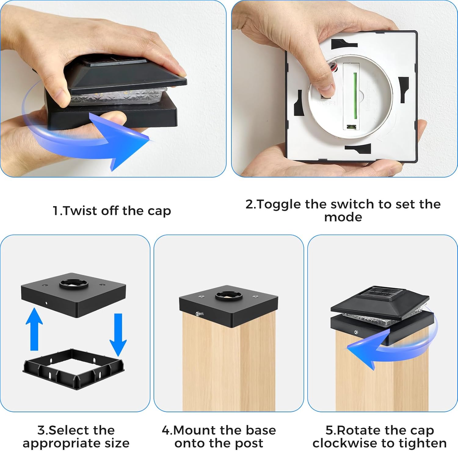 installation guide diagram for solar post light on 4x4 post