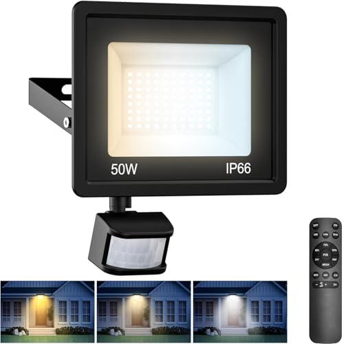 Flood Lights 50W Dimmable 3000K-6000K IP66 Waterproof with Remote Control