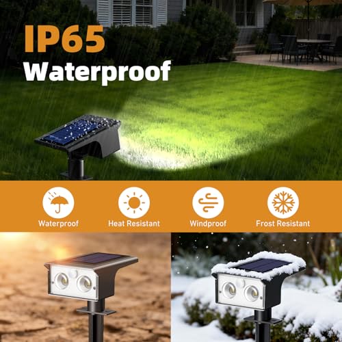 Solar spot light with IP65 waterproof rating, suitable for outdoor rain exposure