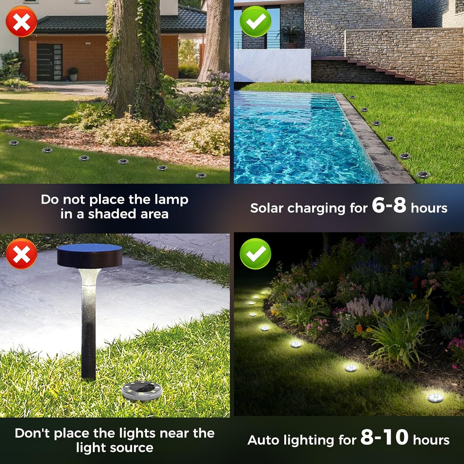 Usage tips for optimal solar charging and light placement