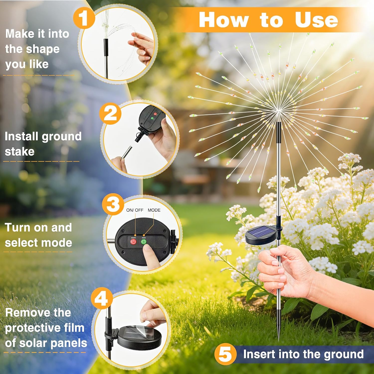 Step-by-step installation guide for solar firework lights in garden