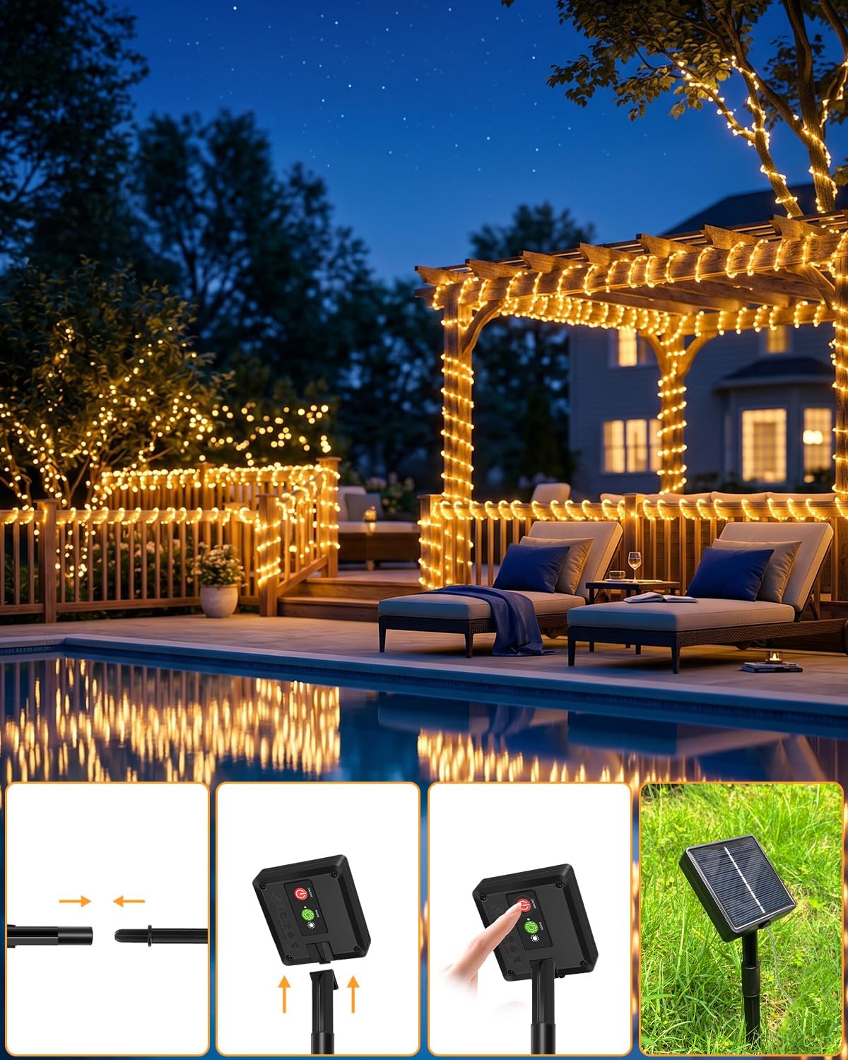 Installation guide for mounting solar rope lights on outdoor surfaces