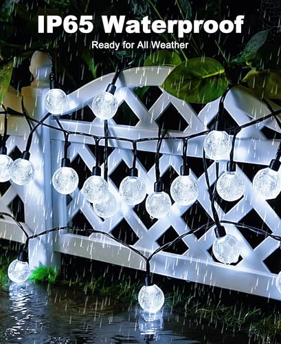 Close-up of LED crystal bulbs on solar string lights