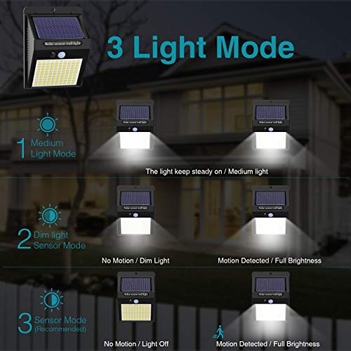 three lighting modes: motion-activated, dim, and constant on