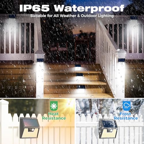 IP65 weatherproof construction protecting the solar wall light from rain