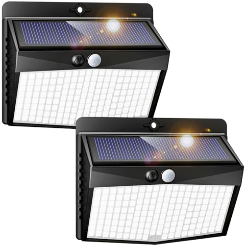 Solar Wall Light with PIR Sensor 3 Modes 168 LEDs IP65 Waterproof