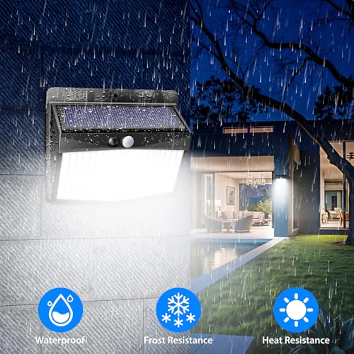 IP65 waterproof construction protecting the solar wall light against rain and weather.