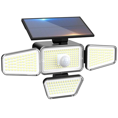 Solar Security Lights 318LED 4 Adjustable Heads Motion Sensor IP65 Waterproof